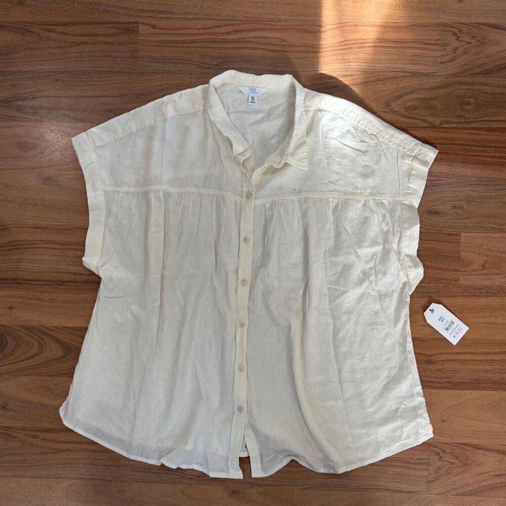 Time-and-tru Women's Cream and White Blouse